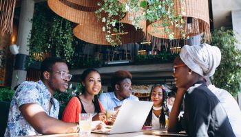 Group of afro americans working together